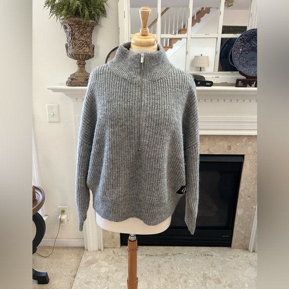 Calvin Klein Jeans Gray Oversized Half Zip Sweater - Picture 3 of 9